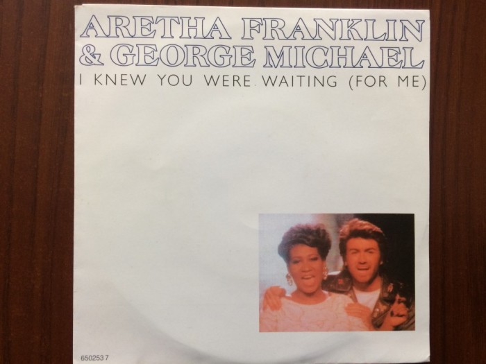 aretha franklin george michael i knew you were waiting for me 1987 disc single 7" vinyl muzica pop funk epic records VG+