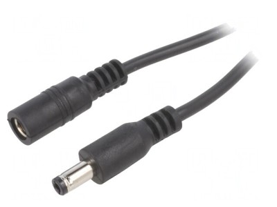 Cablu DC 5,5/2,5 mm mufă-soclu negru 2x0,5 mm&amp;sup2; foto