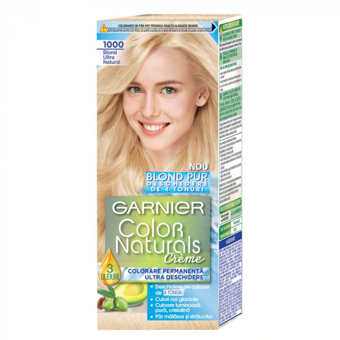 Vopsea Permanenta de Par 1000 Blond Ultra Natural, Garnier Color Naturals, 110 ml, Vopsea de Par, Vopsea Par Permanenta, Vopsea Permanenta Blonda, Vop