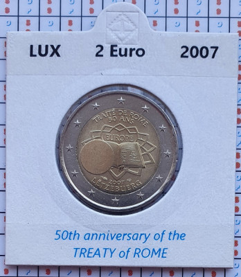 Luxembourg 2 euro 2007 UNC - Treaty of Rome - km 94 cartonas personalizat D11401 foto