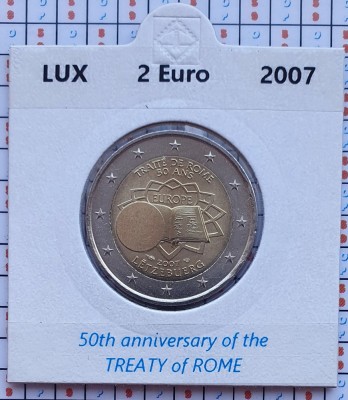 Luxembourg 2 euro 2007 UNC - Treaty of Rome - km 94 cartonas personalizat D11401 foto