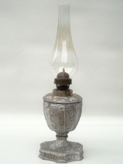 LAMPA FOARTE VECHE PE PETROL / GAZ LAMPANT - CONFEC?IONATA DIN ANTIMONIU - 1920! foto