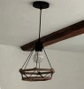 Pendul vintage negru mat decorat cu iuta, dulie E27