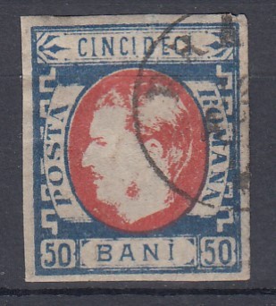 ROMANIA 1869 LP 29 b REGELE CAROL I CU FAVORITI VALOAREA 50 BANI STAMPILAT foto