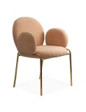 Scaun living si dining BUC282, stofa boucle, structura metalica aurie, elegant, 100 kg