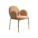 Scaun living si dining BUC282, stofa boucle, structura metalica aurie, elegant, 100 kg