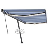 VidaXL Copertină retractabilă manual cu LED, albastru&amp;alb, 500x350 cm