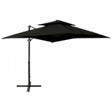 Umbrela suspendata cu &icirc;nvelis dublu, negru, 250x250 cm GartenMobel Dekor, vidaXL