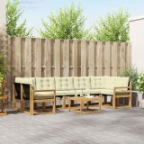 vidaXL Set canapele gradina 8 piese, exterior, lemn acacia, textilene, perne alb crem