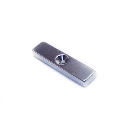 Magnet neodim bloc 40mm x 10mm x 5mm, cu orificiu foto