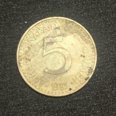 Moneda 5 dinari 1983 Iugoslavia