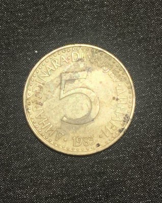 Moneda 5 dinari 1983 Iugoslavia foto