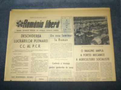 ZIARUL ROMANIA LIBERA 6 OCTOMBRIE 1967 DESCHIDEREA LUCRARILOR PLENAREI CC AL PCR foto