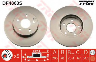 Disc frana MERCEDES E-CLASS Cabriolet (A207) (2010 - 2016) TRW DF4863S foto