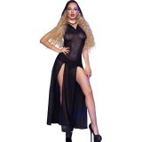 Chilirose-CR-4685 Rochie Lungă cu Glugă Neagră