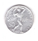 Moneda Cehoslovacia 50 korun 1948, stare foarte buna, curata