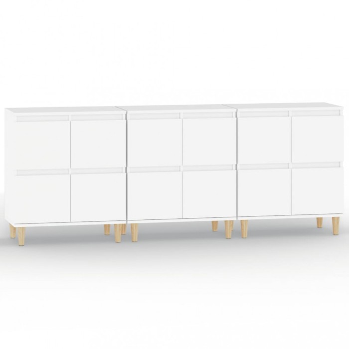 Dulapuri, 3 buc, alb, 60x35x70 cm, lemn prelucrat