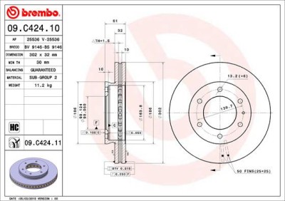 BREMBO 09.C424.11 PRIME LINE - UV Coated Disc frana foto