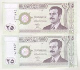 bnk bn Irak 25 dinari 2001 - 2 variante - necirculate