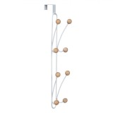 Cuier Metalic, 8 C&acirc;rlige, Montare Ușă sau Dulap, Lungime 43 cm, Gri și Lemn Natural, Oem