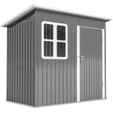 Outsunny magazie grădină căsuță de grădină pentru unelte cu ușă largă și fereastră, 221x133x190 cm gri &icirc;nchis | Aosom Romania