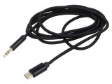 Cablu Jack 3,5mm 3pin și USB C aurit 1,5m negru GEMBIRD