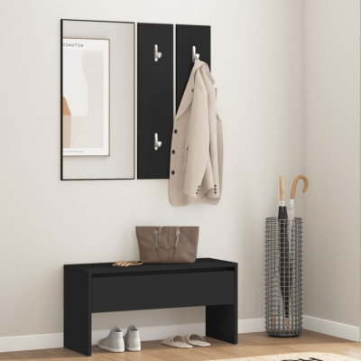 vidaXL Set de mobilier pentru hol, negru, lemn prelucrat foto