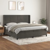 Cumpara ieftin Pat box spring cu saltea, gri &icirc;nchis, 200x200 cm, catifea