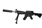 Cumpara ieftin Pusca de jucarie, cu stand de sprijin, din metal si plastic, maner frontal și extensie teava, negru