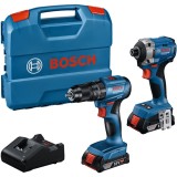 Bosch GSB 185-LI + GDR 18V-215 + GBA + GAL 18V-20 - Masina de gaurit si insurubat cu percutie 50 Nm + Masina de insurubat cu impact 215 Nm M6-M16 + Se