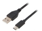 Cablu USB 2.0 USB A la USB C 3m Negru PVC Aurit, Gembird
