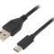 Cablu USB 2.0 USB A la USB C 3m Negru PVC Aurit