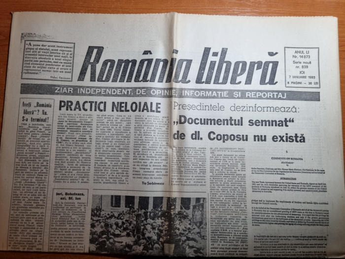 romania libera 7 ianuarie 1993-interviu gabriel liiceanu