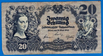 (11) BANCNOTA AUSTRIA - 20 SCHILLING 1945 (29 MAI 1945) foto