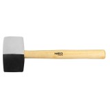 Ciocan de cauciuc alb-negru 63 mm, 680 g, cu maner din lemn