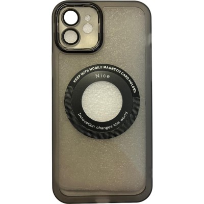 Husa protectie flippy pentru apple iphone 12 decupaj logo, magnetica, protectie camera, negru foto