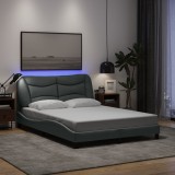 Gossi cadru de pat cu lumini led, gri deschis, 140x200 cm, textil