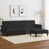 VidaXL Canapea extensibilă cu taburet, 2 locuri, negru, catifea