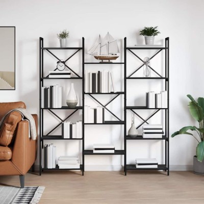 vidaXL Raft pentru cărți Stejar negru 156 x 25 x 167.5 cm 868341 foto