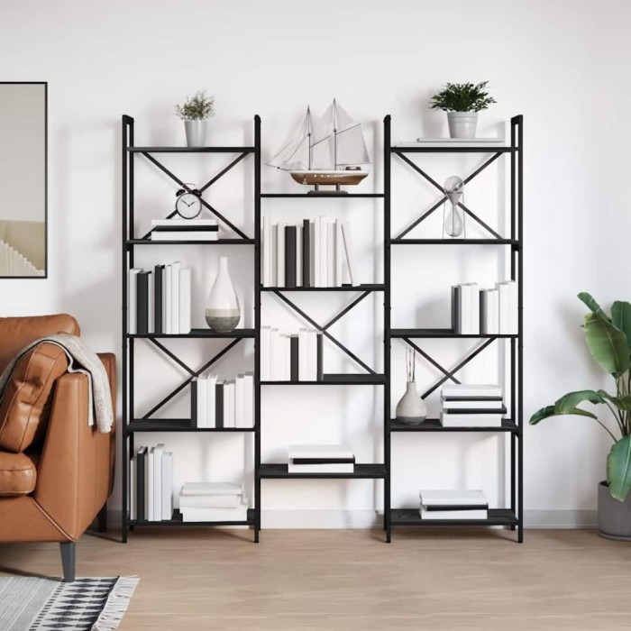 vidaXL Raft pentru cărți Stejar negru 156 x 25 x 167.5 cm 868341