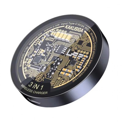 Incarcator Wireless Fast Charge 15W Magnetic Kakusiga KSC-1150, Negru foto