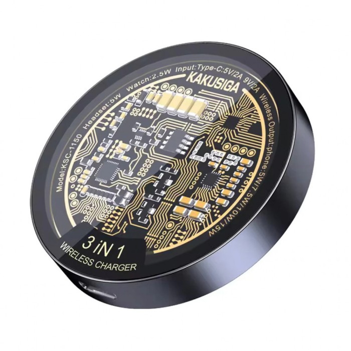 Incarcator Wireless Fast Charge 15W Magnetic Kakusiga KSC-1150, Negru