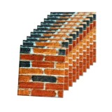 Set 20 x Tapet 3D autocolant FOXMAG24, 77x70 cm, model caramida in relief, maro/negru, rezistent la apa, usor de curatat