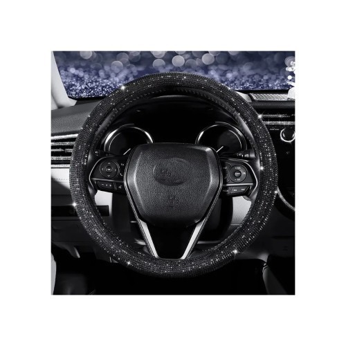 Husa volan auto imitatie piele marime M negru diamond Cod: FX96B