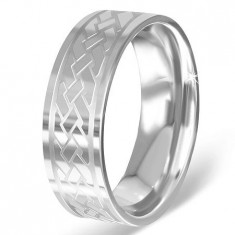Inel argintiu din oțel cu nod celtic gravat - Marime inel: 67