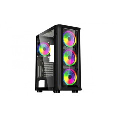 Carcasa spacer &ndash; gaming middle tower atx &bdquo;shield fara sursa sticla securizata 4 x argb