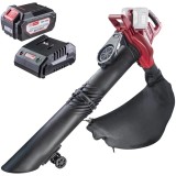 Raider RDP-SEBV20 + RDP-R20 - Suflanta de gradina 220 m3/h + Set 1 acumulator si incarcator Li-Ion 20 V 4 Ah