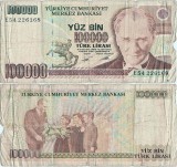 1994 , 100,000 turkish lira ( P-205b ) - Turcia