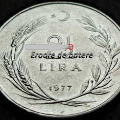 Moneda 2 1/2 LIRE - TURCIA, anul 1977 * cod 1158 = eroare batere