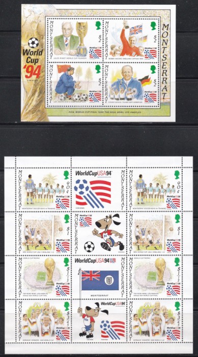 Monserrat 1994 - Cupa Mondială de fotbal - SUA, Colita + MC, MNH